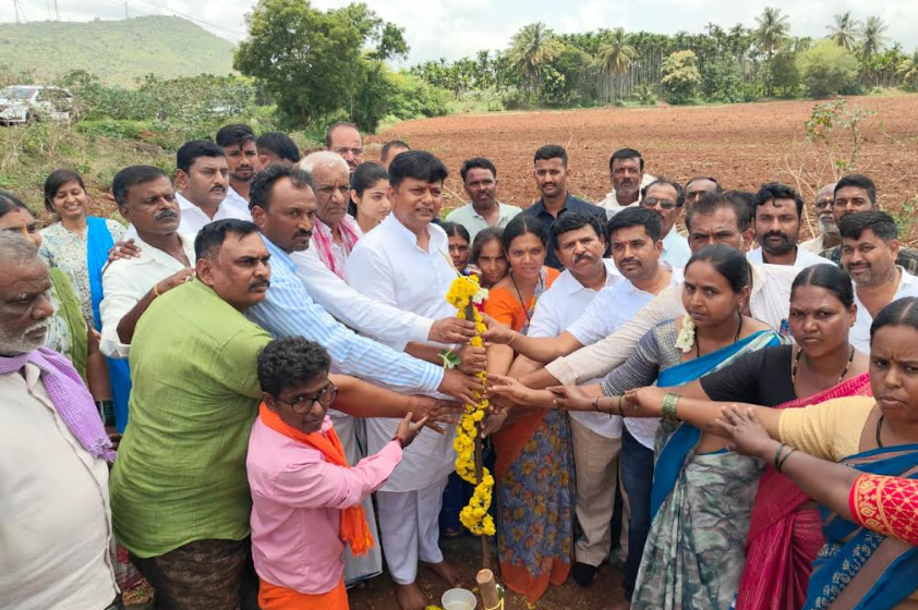 MLA K C Veerendra Pappi launches development works