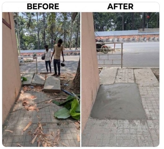 Bengaluru CEO repairs broken footpath after complaints go unanswered